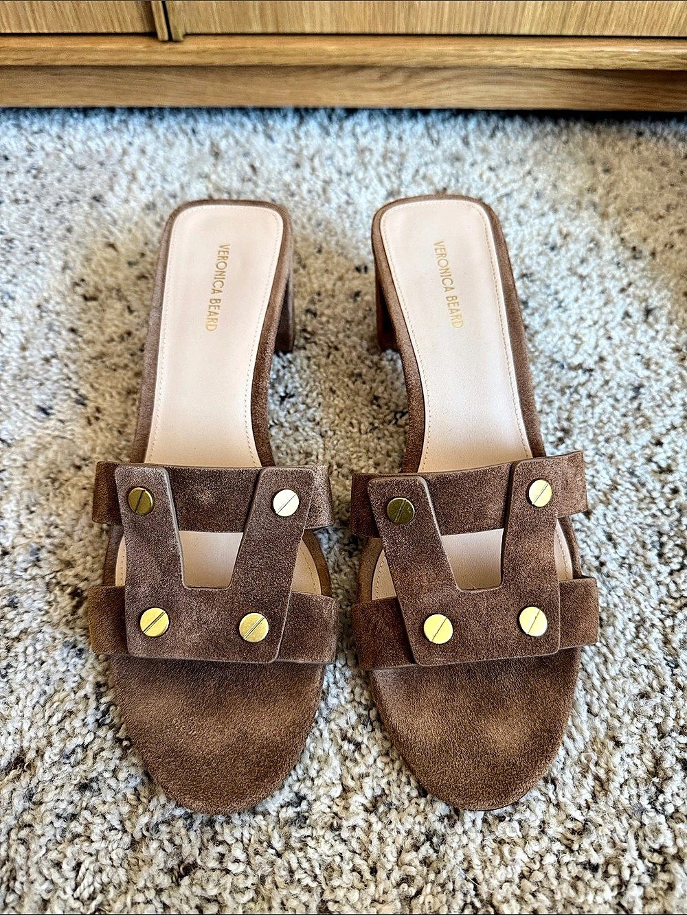 Veronica Beard Verocuo Studded Mule Heels in Brown US 10